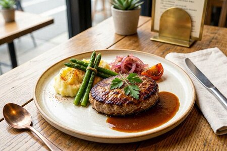 ハンバーグ 盛り付け おしゃれ｜レストランみたいに見せる簡単テクニック